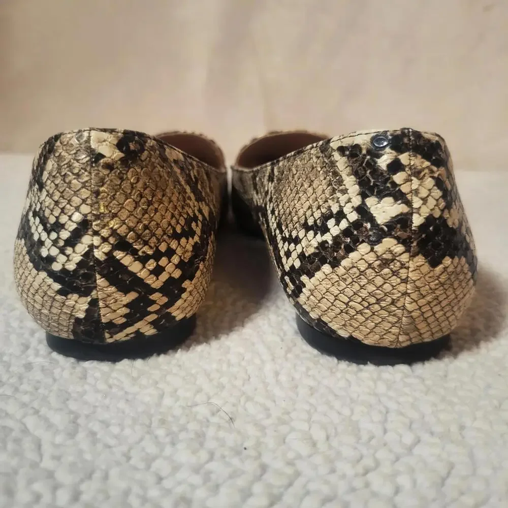 Report Faux Leather Textured Snakeskin Print Point Toe Loafer Flat - Size 7.5